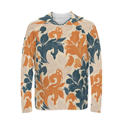 Orange Floral Men's Sun Protection Long Sleeve Hoodie