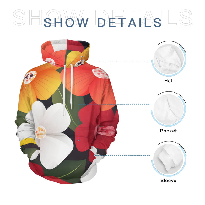 Floral Pattern Men's Adult Hoodie Set