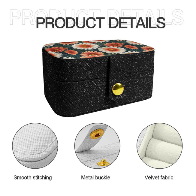 Daisy Pattern Personalized Portable Jewelry Box