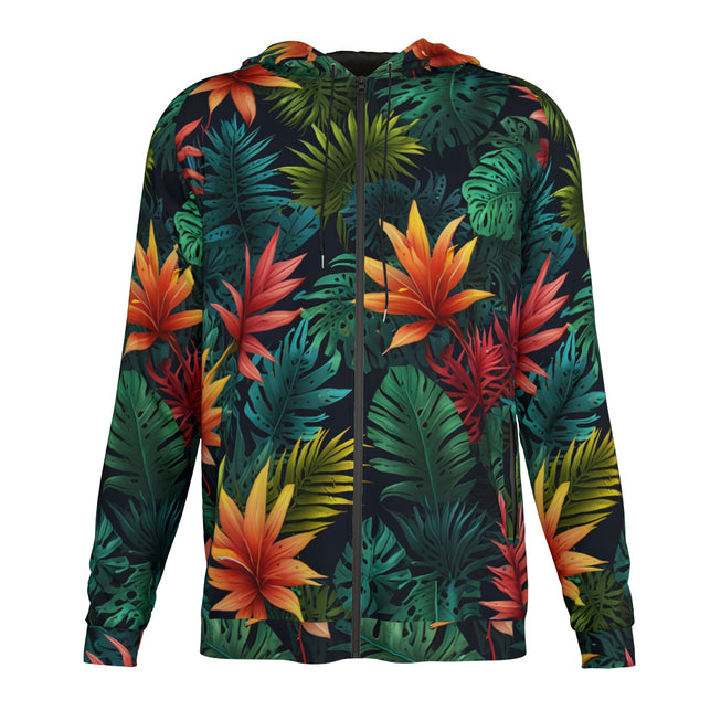 Tropical Pattern Men's Zip Up Hoodie