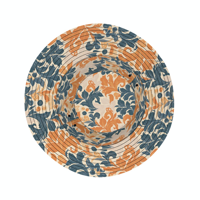 Orange Floral Double-Sided Polyester Unisex Bucket Hat