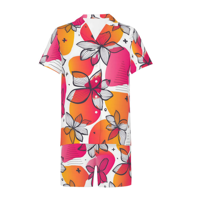 Floral Shapes Men's Shirt And Short Set