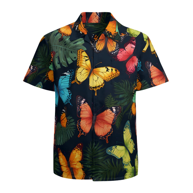 Tropical Butterfly Men's Casual Short-Sleeved Shirt