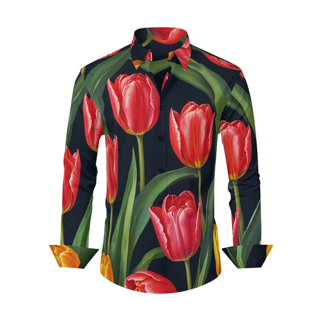 Tulip Pattern Men's Classic Long-Sleeved Shirt