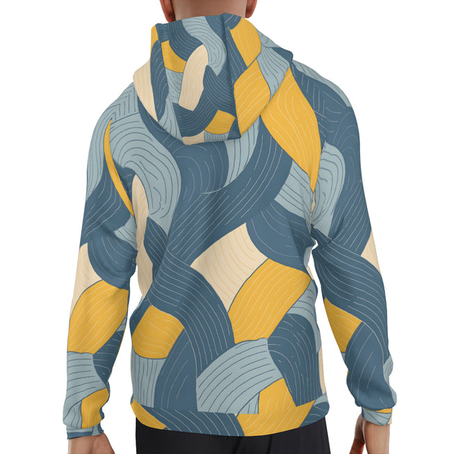 Abstract Orange and Blue Men's Zip Up Hoodie