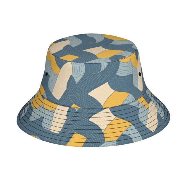 Abstract Orange and Blue Double-Sided Polyester Unisex Bucket Hat