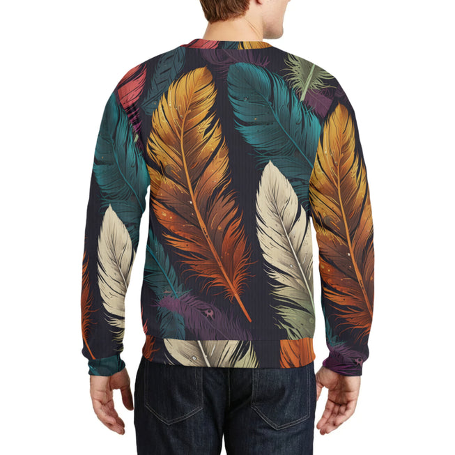 Elegant Feathers Crew Neck Sweater