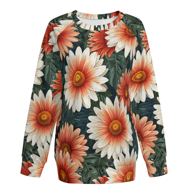 Daisy Pattern Women's Raglan Long Sleeved Sweatshirt