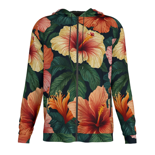 Hibiscus Tropical Pattern Men's Zip Up Hoodie