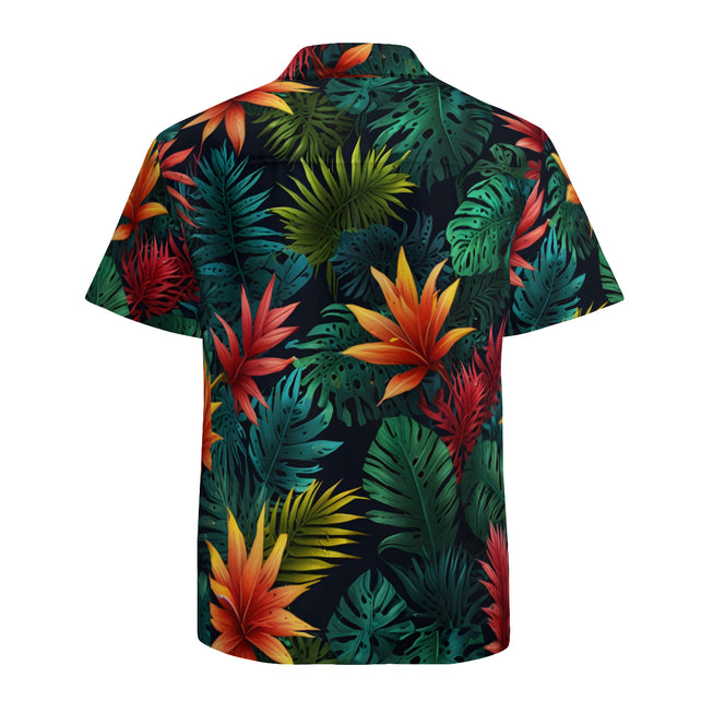 Tropical Pattern Men's Casual Short-Sleeved Shirt