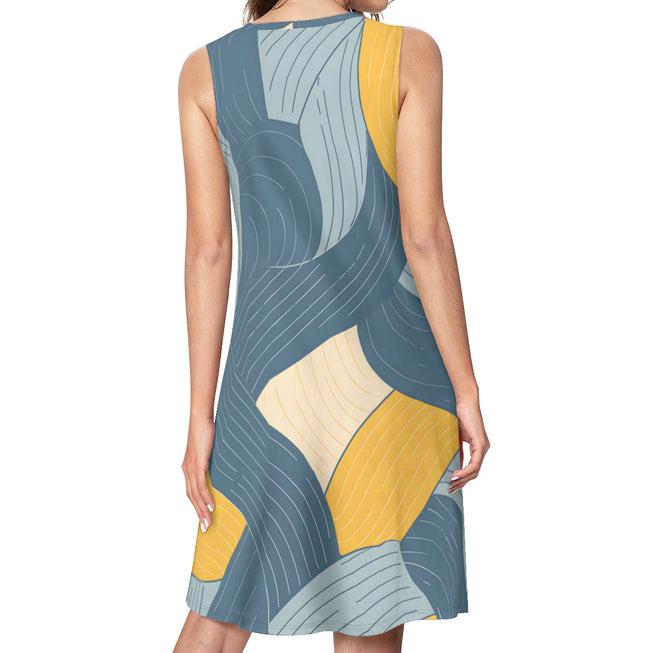 Abstract Orange And Blue Women's Casual Dress