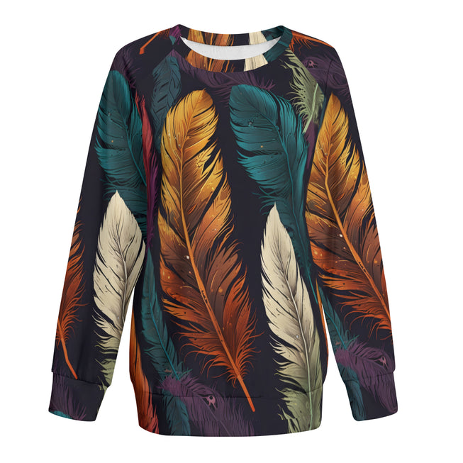 Elegant Feathers Women's Raglan Long Sleeved Sweatshirt