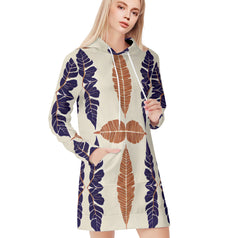 Tropical Leaf Women Long Sleeve Casual Hoodie Sweatshirt Dress