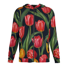 Tulip Pattern Zip Up Hoodie