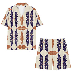 Tropical Leaf Men's Shirt And Short Set