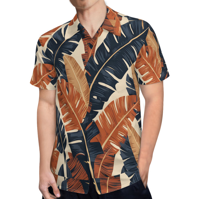 Tropical Leaves Men's Casual Short-Sleeved Shirt