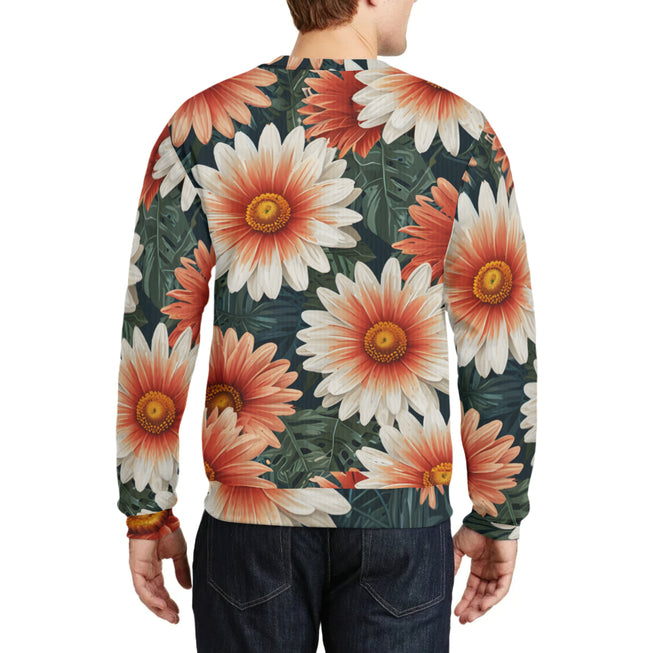 Daisy Pattern Crew Neck Sweater