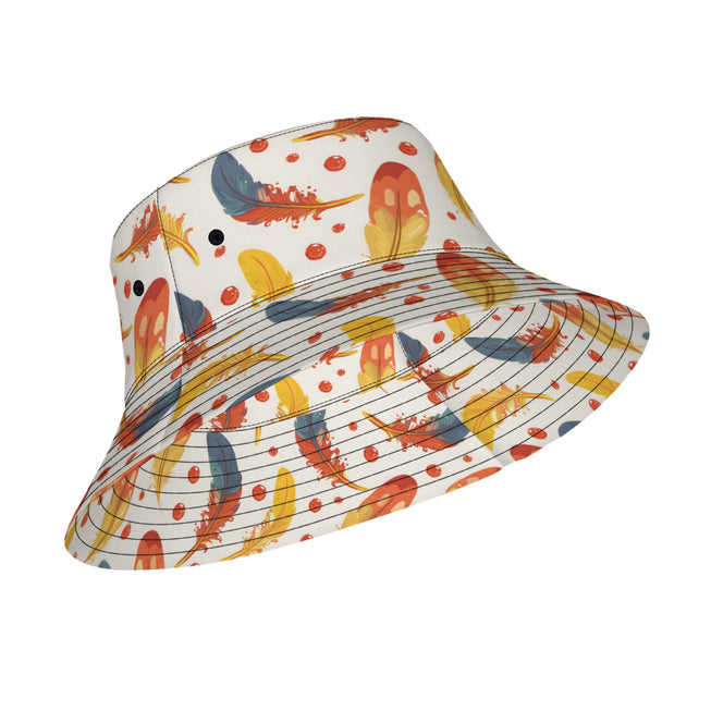 Vibrant Feathers Double-Sided Unisex Polyester Bucket Hat