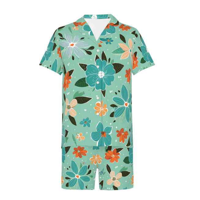 Floral Seamless Pattern Men's Shirt And Short Set