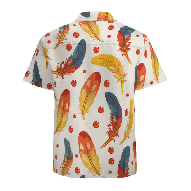 Vibrant Feathers Men's Casual Short-Sleeved Shirt