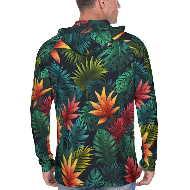 Tropical Pattern Men's Sun Protection Long Sleeve Hoodie