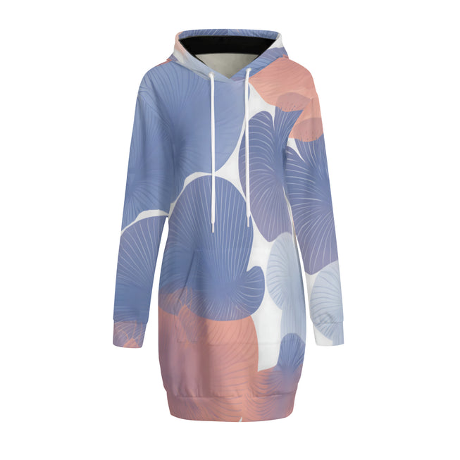 Floral Shapes Pattern Women Long Sleeve Casual Hoodie Sweatshirt Dress