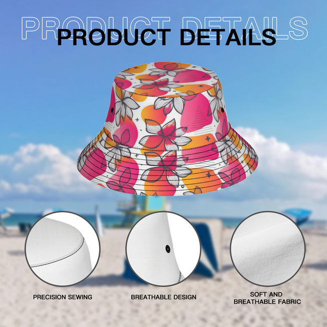 Floral Shapes Double-Sided Unisex Polyester Bucket Hat