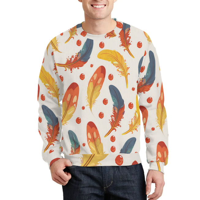 Vibrant Feathers Crew Neck Sweater