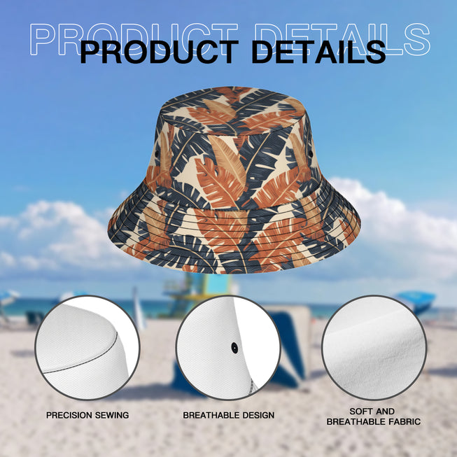 Tropical Leaves Double-Sided Unisex Polyester Bucket Hat