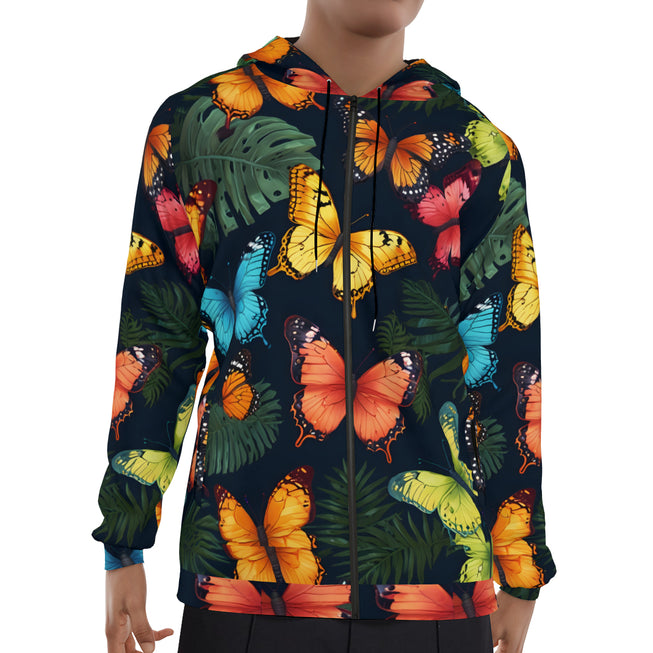 Tropical Butterfly Zip Up Hoodie