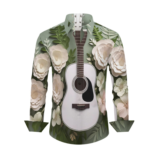 Floral Guitar Men's Classic Long-Sleeved Shirt