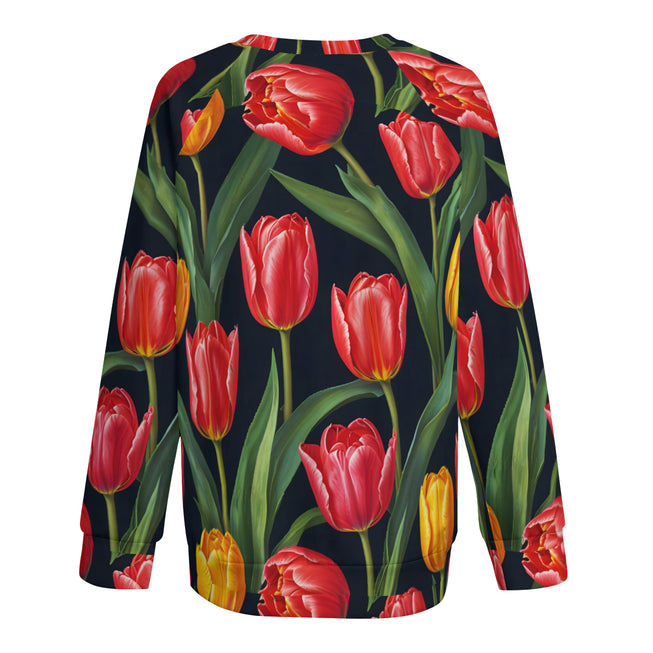 Tulip Pattern Women's Raglan Long Sleeved Sweatshirt