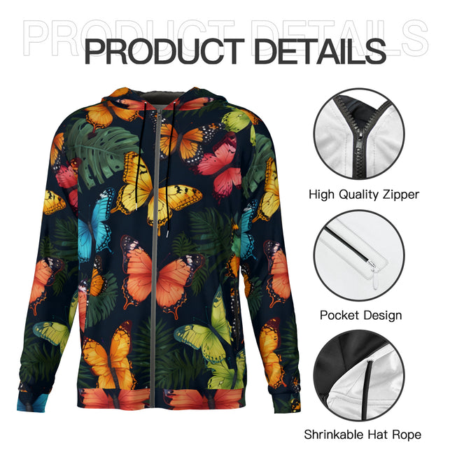 Tropical Butterfly Zip Up Hoodie