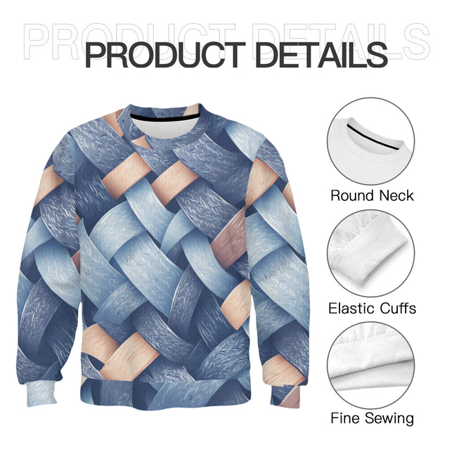 Denim Design Crew Neck Sweater