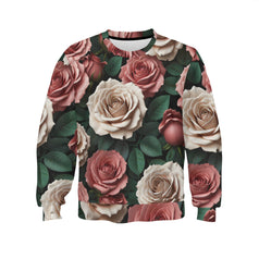 Rose Pattern Crew Neck Sweater