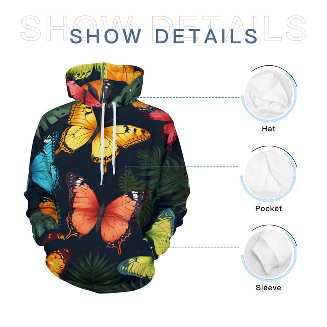 Tropical Butterfly Men's Adult Hoodie Set