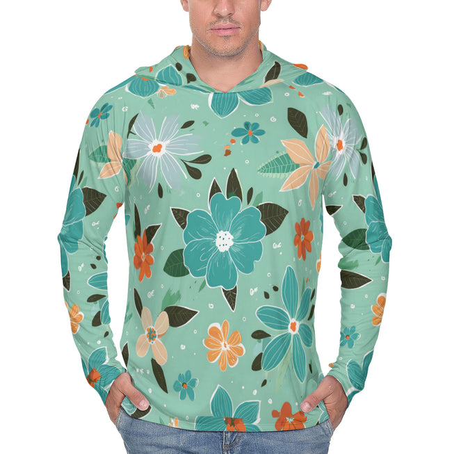 Floral Seamless Pattern Men's Sun Protection Long Sleeve Hoodie