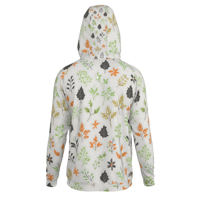 Green and Black Floral Men's Zip Up Hoodie