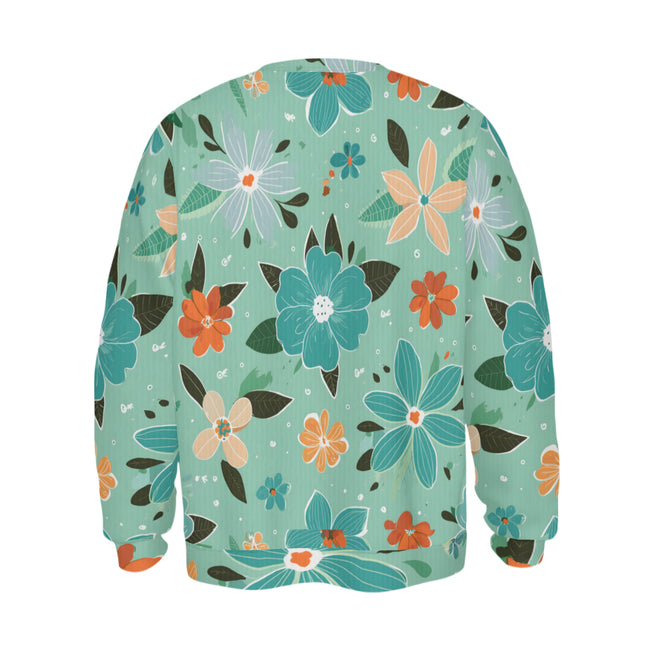 Floral Seamless Pattern Crew Neck Sweater