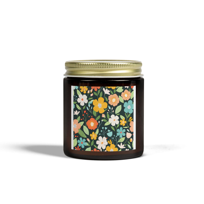 Floral Pattern Scented Coconut Apricot Candles (4oz, 9oz)