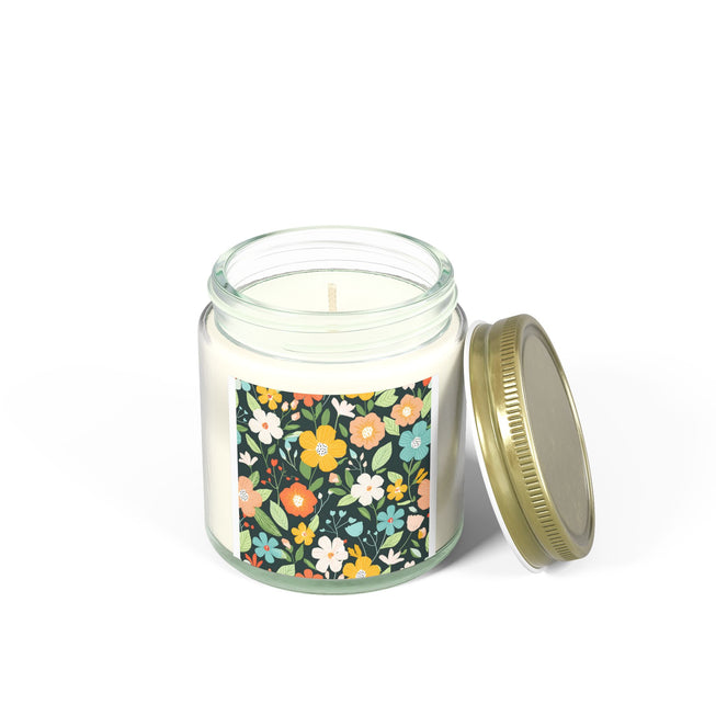 Floral Pattern Scented Coconut Apricot Candles (4oz, 9oz)