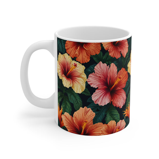 Hibiscus Flower Pattern Mug 11oz