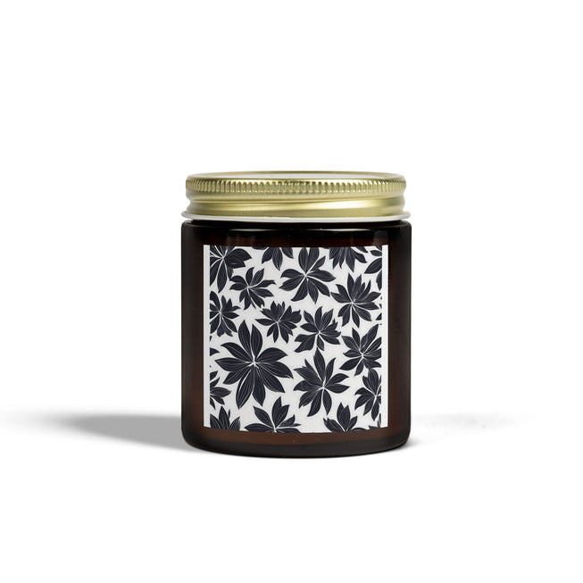 Black And White Flower Pattern Scented Coconut Apricot Candles (4oz, 9oz)