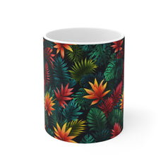 Tropical Flower Pattern Mug 11oz