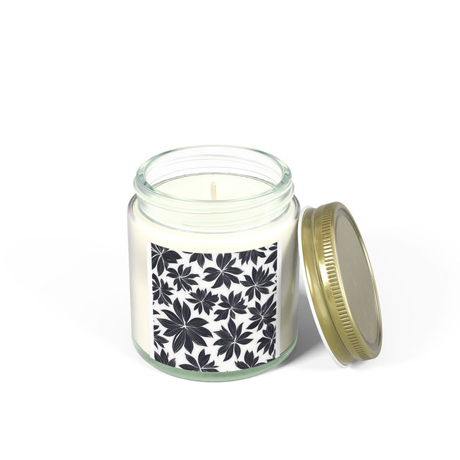 Black And White Flower Pattern Scented Coconut Apricot Candles (4oz, 9oz)