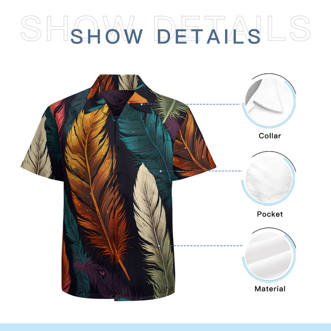 Elegant Feathers Men's Casual Short-Sleeved Shirt