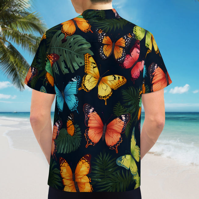 Tropical Butterfly Men's Casual Short-Sleeved Shirt