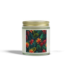 Tropical Flowers Pattern Scented Coconut Apricot Candles (4oz, 9oz)