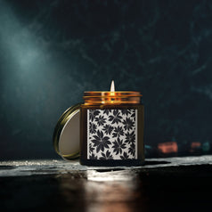 Black And White Flower Pattern Scented Coconut Apricot Candles (4oz, 9oz)