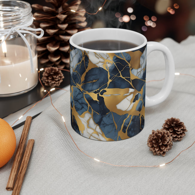 Navy Blue Marble Pattern Mug 11oz